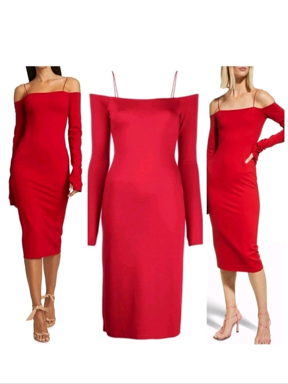 Alice + Olivia Dorinda Off-shoulder Fitted Midi Dress  NWT $398